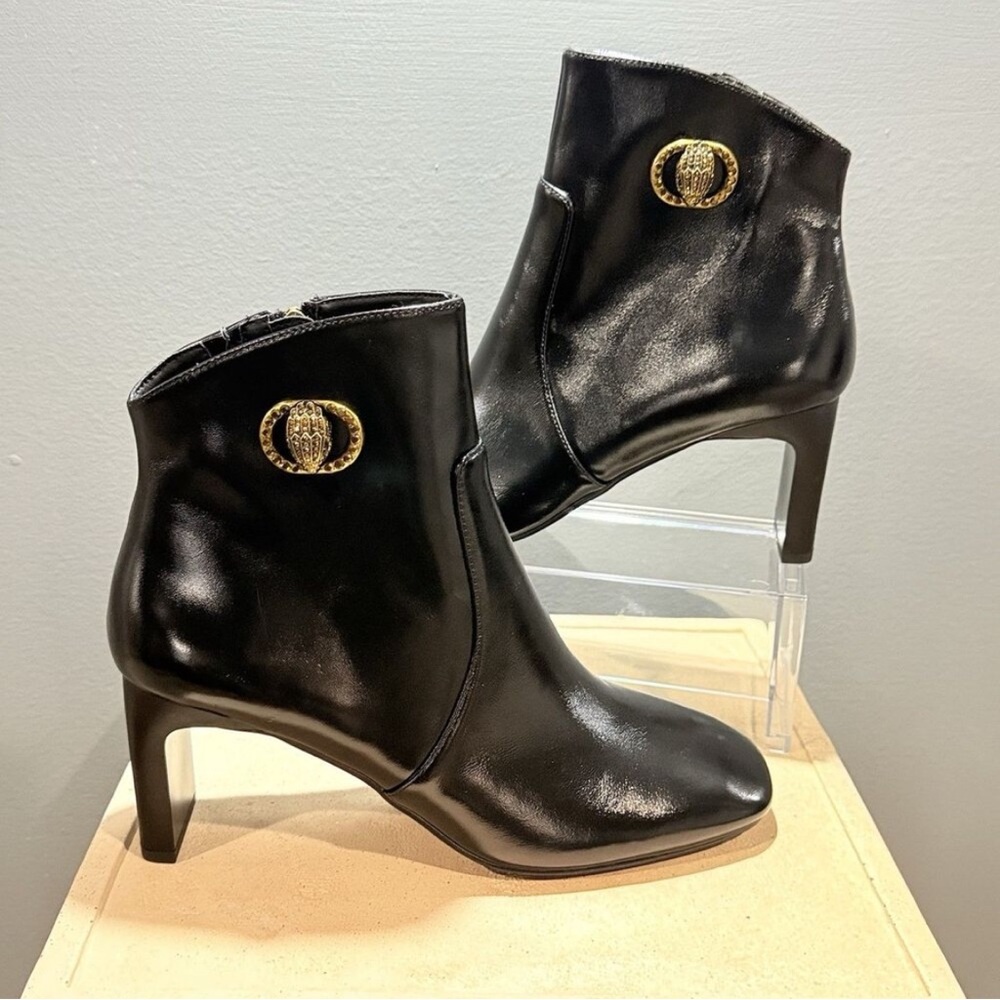 Kurt Geiger Black London Chelsea Square Toe Eagle Leather Boots Sz 38.5 (8) NWT - Picture 2 of 12